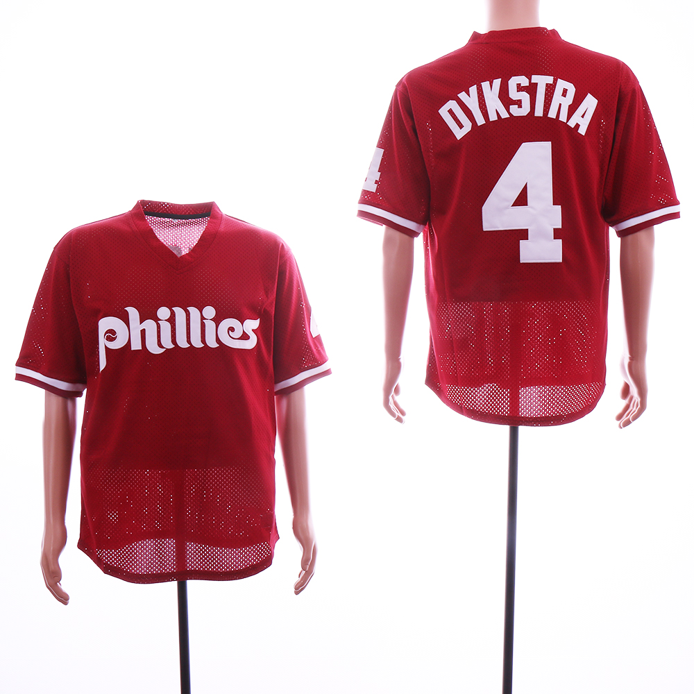 Men Philadelphia Phillies #4 Dykstra Red MLB Jerseys